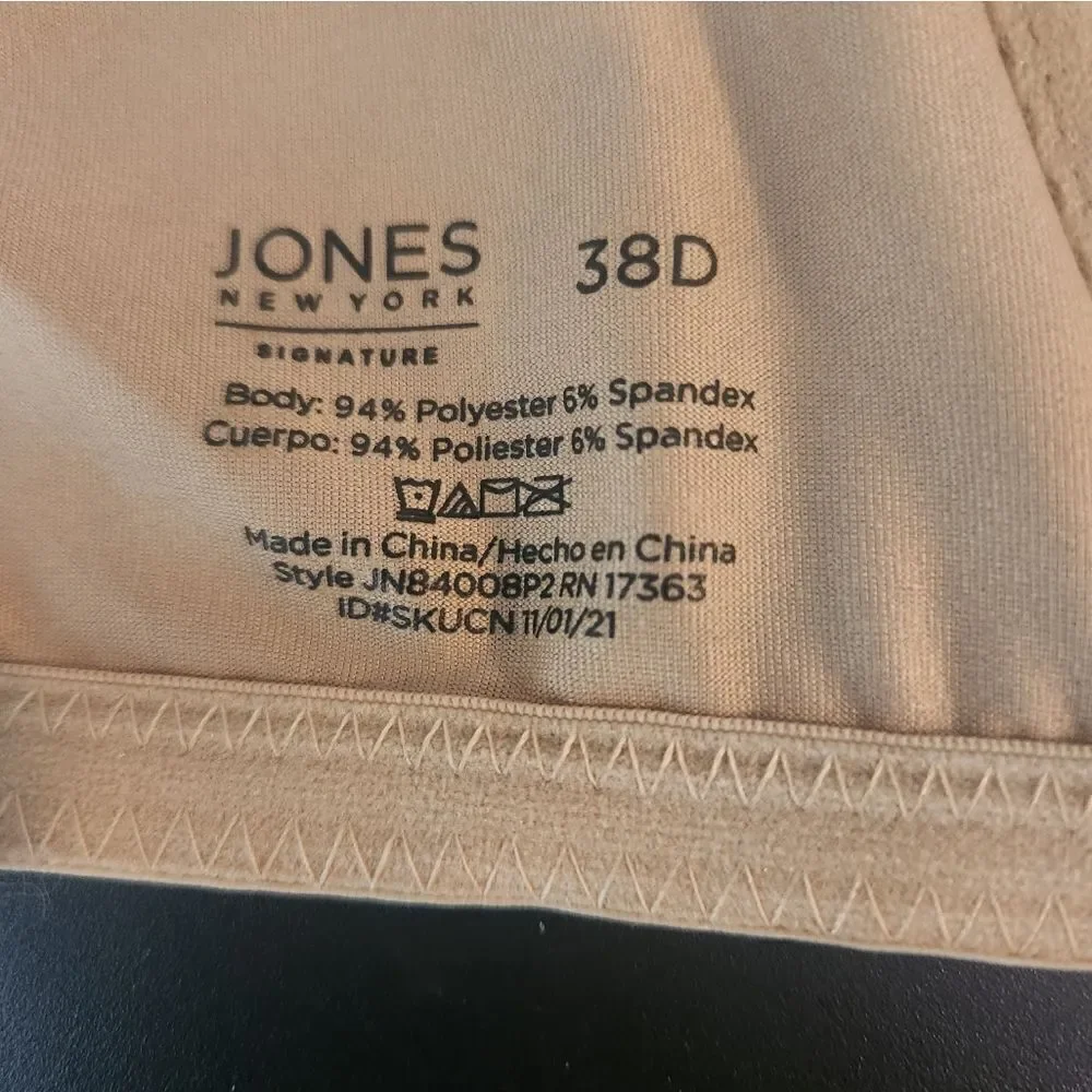 Jones New York 38D Beige Padded Full Coverage Underwire Women’s Bra